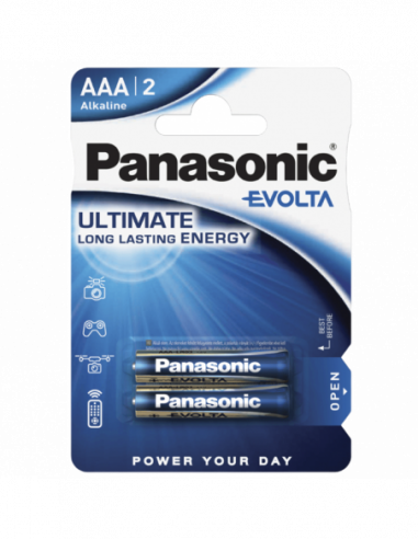 Baterii AA, AAA - alcaline Panasonic EVOLTA AAA Blister 2, Alkaline, LR03EGE2BP