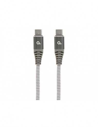 Cablu Type-C to Type-C Blister Type-CType-C, CMCM, 1.5 m, 60W charging power,Cablexpert Cotton Braided SpacegreyWhite