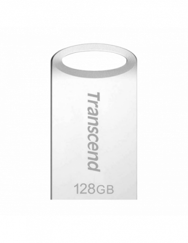 Металл/Высокая скорость/Премиум 128GB USB3.1 Flash Drive Transcend JetFlash 710S, Silver, Metal Case, Ultra-Slim (RW:9050MBs)
