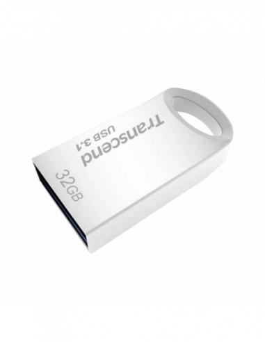 Металл/Высокая скорость/Премиум 32GB USB3.1 Flash Drive Transcend JetFlash 710S, Silver, Metal Case, Ultra-Slim (RW:9020MBs)