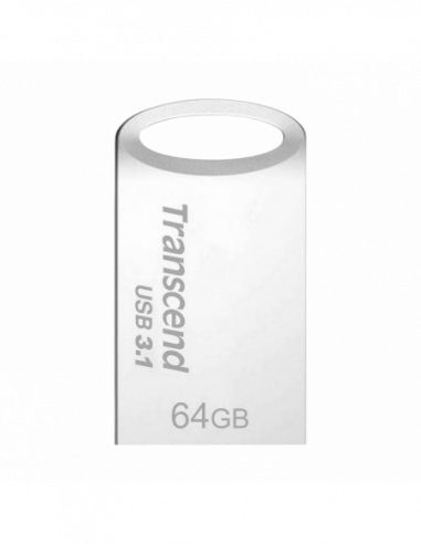 Metalic-Viteză mare-Premium 64GB USB3.1 Flash Drive Transcend JetFlash 710S, Silver, Metal Case, Ultra-Slim (RW:9030MBs)