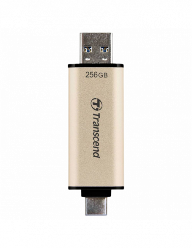 Pentru dispozitive Android-Apple iOS 256GB USB3.1Type-C Flash Drive Transcend JetFlash 930C, Gold, Classic Cap, OTG (RW:420400M
