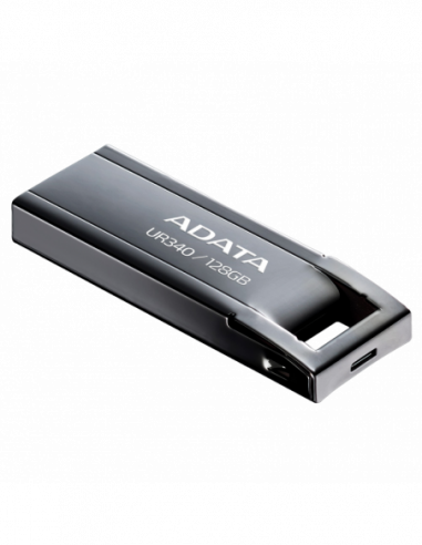 Metalic-Viteză mare-Premium 128GB USB3.1 Flash Drive ADATA UR340, Black, Metal Case, Slim Capless, Keychain (R:Up to 100 MBs)