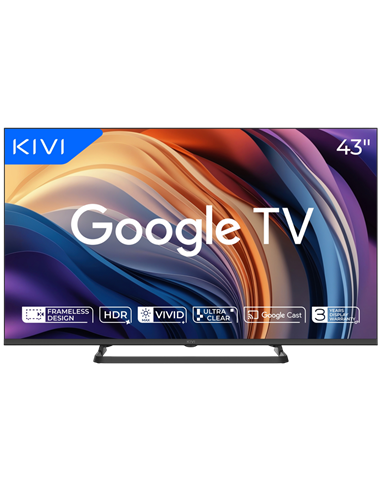 43" LED SMART Телевизор KIVI 43U710QB, 3840x2160 4K UHD, Google TV, Чёрный