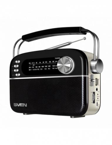 Boxe portabile radio cu ceas Speakers SVEN Tuner SRP-505 Black 3W, Bluetooth, FMAMSW, USB, microSD, AUX, battery