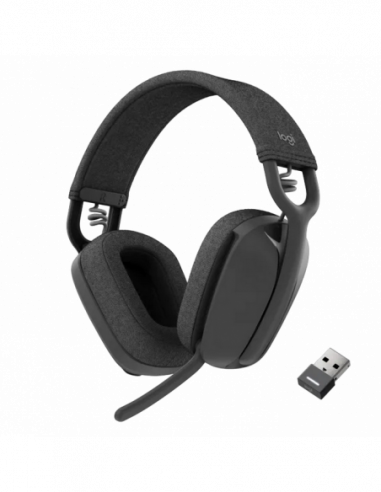Наушники Logitech Wireless Headset Logitech Zone Vibe 125, 40mm driver, 20-20kHz, 118db, Dual mic, Bluetooth, Graphite