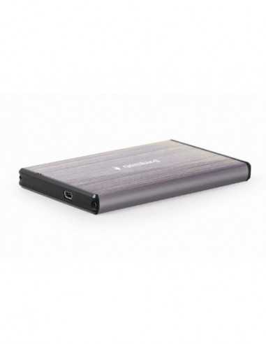 Аксессуары для HDD 2.5, внешние чехлы 2.5 SATA HDD External Case miniUSB3.0, Aluminum Light-Grey, Gembird EE2-U3S-3-LG