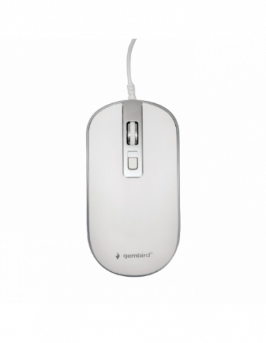 Мыши Gembird Mouse Gembird MUS-4B-06-BS, 800-1200 dpi, 4 buttons, Ambidextrous, 1.35m, WhiteSilver, USB