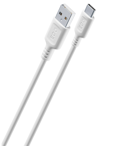 Cablu de încărcare și date Cellularline Become Eco, USB Type-A/USB Type-C, 1m, Alb