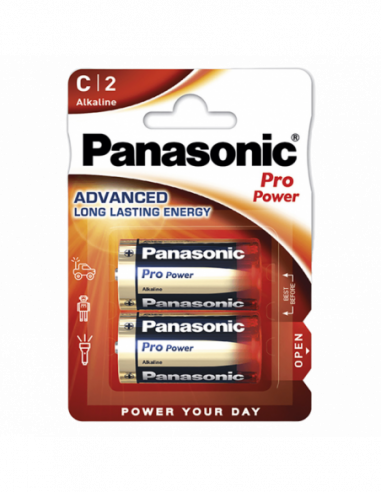 Батарейки C, D, Crona, 4.5, CR - щелочные, литиевые C size Panasonic PRO Power 1.5V, Alkaline, Blister2, LR14XEG2BP