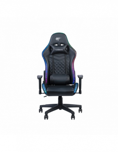 Игровые стулья и столы Havit Gaming Chair Havit GC927, Headrest amp- Lumbar cushion, 2D Armrest, LED, 166 degrees, Black