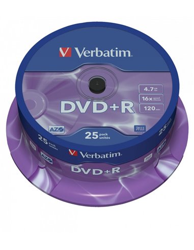 Verbatim DataLifePlus DVD+R AZO 4.7GB 16X MATT SILVER SURFAC - Spindle 25pcs.