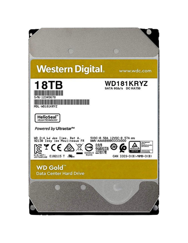 Жесткий диск Western Digital WD Gold, 3.5", 18 ТБ <WD181KRYZ>