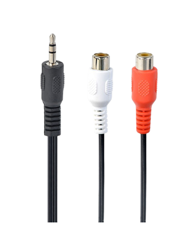 Аудио адаптер Cablexpert CCA-406, 3.5mm 3-pin (M) - 2x RCA (F), 0,2м, Чёрный