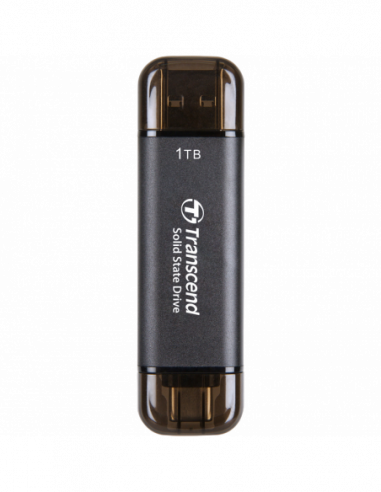 USB3.0 Внешний портативный SSD 1.0TB Transcend Portable SSD ESD310C Black, USB-AC 3.2 (71.3x20x7.8 mm, 11g, RW:1050950 MBs)