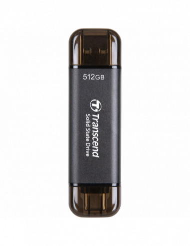 USB3.0 Внешний портативный SSD .512GB Transcend Portable SSD ESD310C Black, USB-AC 3.2 (71.3x20x7.8 mm, 11g, RW:1050950 MBs)