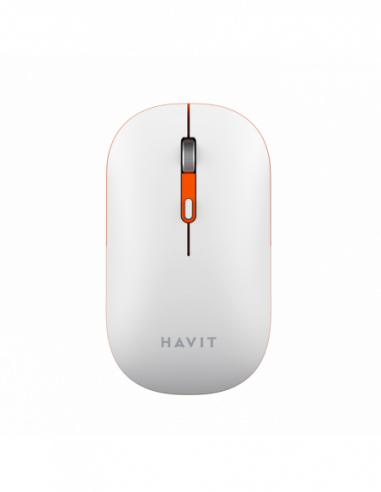 Мыши Havit Wireless Mouse Havit MS60WB, 800-1600dpi, 4 buttons, Ambidextrous, 500mAh, 2.4GhzBT, White