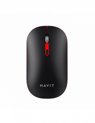 Мыши Havit Wireless Mouse Havit MS60WB, 800-1600dpi, 4 buttons, Ambidextrous, 500mAh, 2.4GhzBT, Black