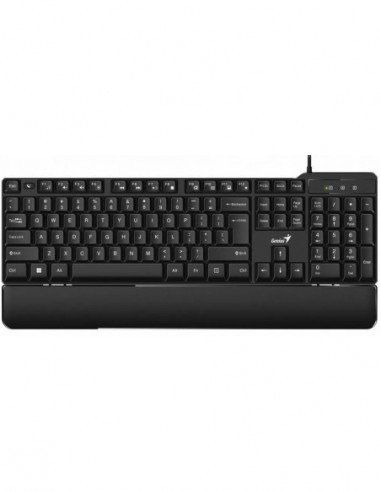 Клавиатуры Genius Keyboard Genius Smart KB-100XP, 12 Fn keys, Spill-Resistant, Curve key cap, Palm Rest, 1.5m, USB, ENRU, Black