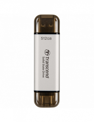 USB3.0 Внешний портативный SSD .512GB Transcend Portable SSD ESD310S Silver, USB-AC 3.2 (71.3x20x7.8 mm, 11g, RW:1050950 MBs)