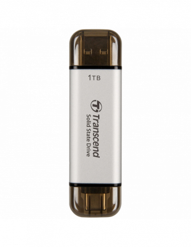 USB3.0 Внешний портативный SSD 2.0TB Transcend Portable SSD ESD310S Silver, USB-AC 3.2 (71.3x20x7.8 mm, 11g, RW:1050950 MBs)