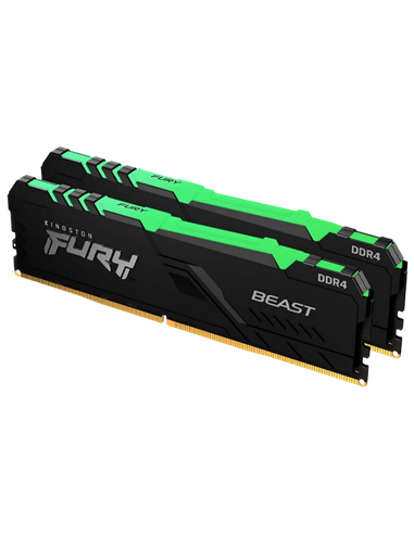 Оперативная память Kingston FURY Beast RGB, DDR4 SDRAM, 3733 МГц, 16Гб, KF437C19BBAK2/16