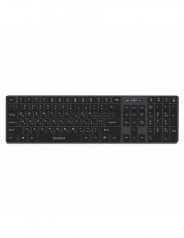 Tastaturi SVEN Wireless Keyboard SVEN KB-E5300W,12 Fn keys, Battery indicator., 2xAAA, 2.4 Ghz, Black