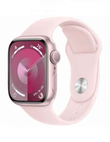 Dispozitive purtabile Apple Apple Watch Series 9 GPS, 41mm Pink Aluminium Case with Light Pink Sport Band - SM, MR933