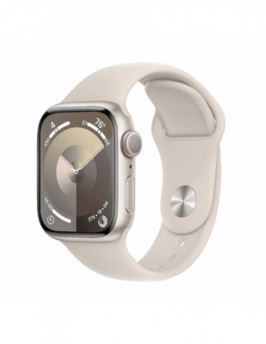 Dispozitive purtabile Apple Apple Watch Series 9 GPS, 41mm Starlight Aluminium Case with Starlight Sport Band - SM,MR8T3