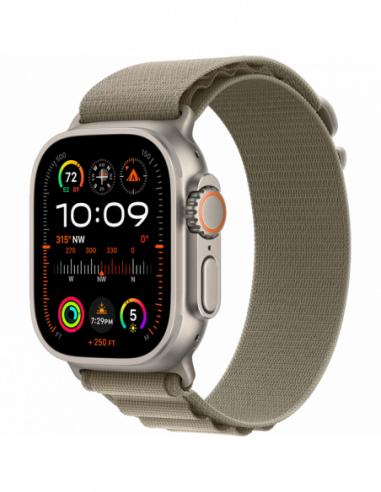 Dispozitive purtabile Apple Apple Watch Ultra 2 GPS + Cellular 49mm Titanium Case with Olive Alpine Loop - Medium, MREY3