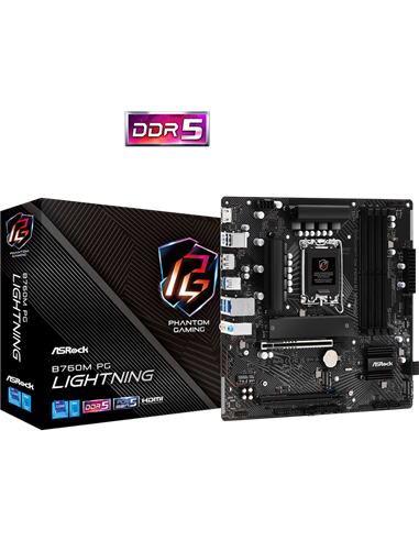 Материнская плата ASRock B760M PG LIGHTNING, LGA1700, Intel B760, Micro-ATX