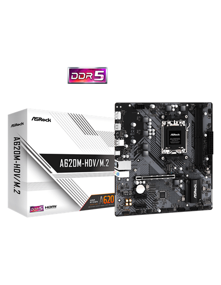 Материнская плата ASRock A620M-HDV/M.2, AM5, AMD A620, Micro-ATX