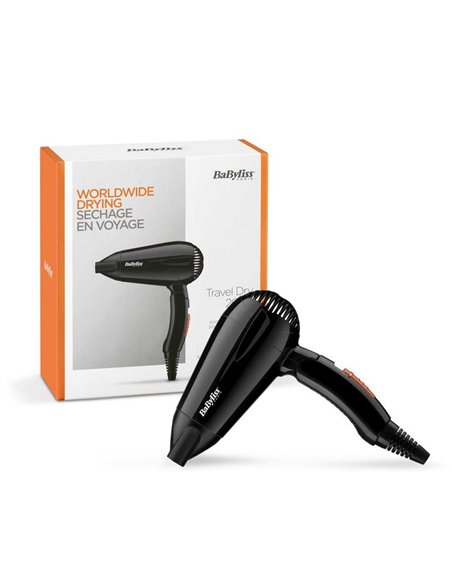 Компактный фен BaByliss Travel Dry 5344E, 2000 Вт, Чёрный Компактный фен BaByliss Travel Dry 5344E, 2000 Вт, Чёрный