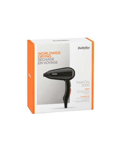 Компактный фен BaByliss Travel Dry 5344E, 2000 Вт, Чёрный