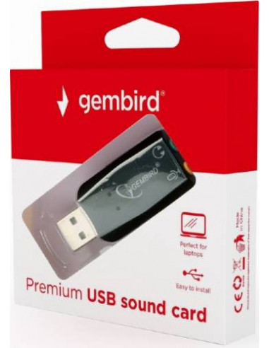 Звуковые карты Gembird SC-USB2.0-01 Virtus Plus USB Sound Card- connectors: USB A-type male- 3.5mm stereo headphone jack- 3.5m
