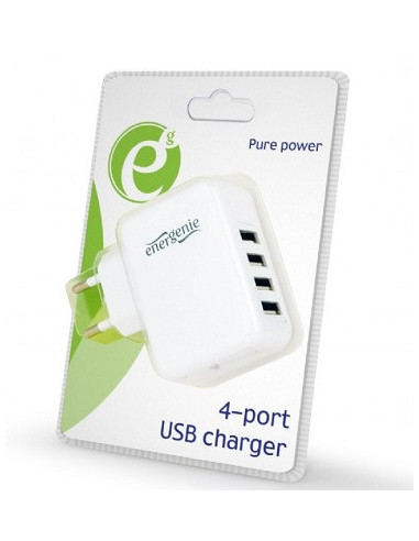 Зарядные устройства беспроводные USB Charger Gembird GMB EG-U4AC-02- 4x USB-5V 3.1A- Input: 110240V- Black