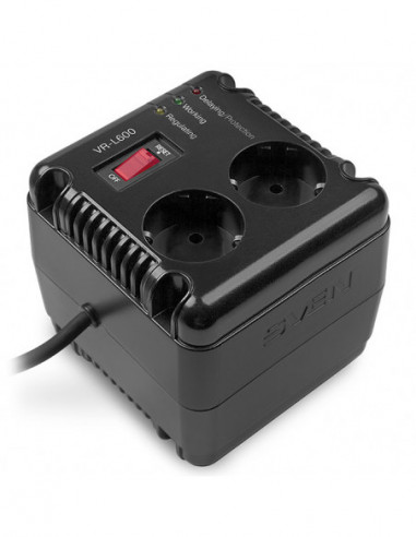 Стабилизаторы SVEN VR-L600- 200W- Automatic Voltage Regulator- 2x Schuko outlets- Input voltage: 184-285V- Output voltage: 230V 