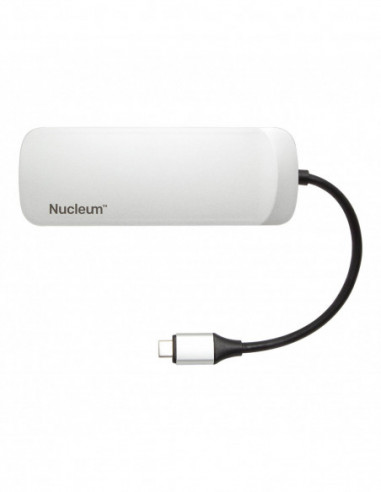 Соединение и подключение Kingston Nucleum USB-C Hub- Ports: USB-C (power input) USB-C (data) HDMI 2 x USB SD microSD- USB 3