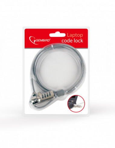 Cuplare și conectare Gembird LK-CL-01 Cable lock for notebooks (4-digit combination)- 4 mm steel cable