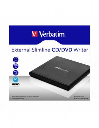 Внешние приводы DVD-RW Slim Size USB2.0 External Slimline CDDVD Writer VERBATIM- Portable Slim -14mm- Super-Multi CDRRW +24x-24x