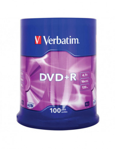 DVD-R, DVD+R, Blu-Ray Verbatim DataLifePlus DVD+R AZO 4.7GB 16X MATT SILVER SURFAC-Spindle 100pcs.