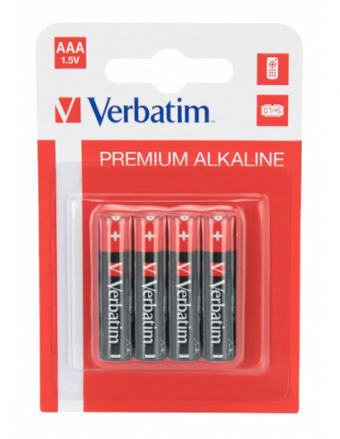 Батарейки AA, AAA - щелочные Verbatim Alcaline Battery AAA- 4pcs- Blister pack