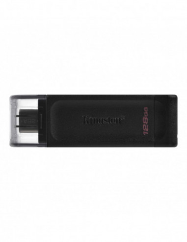 Unități flash USB 128GB USB-С3.2 Kingston DataTraveler 70- Black- USB-C- Cap design- Stylish and slim plastic casing fits- Keyr