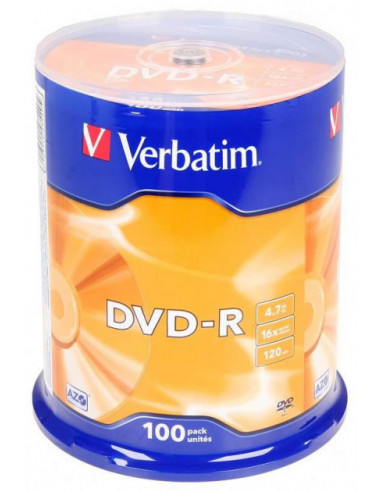 DVD-R, DVD+R, Blu-Ray Verbatim DataLifePlus DVD-R AZO 4.7GB 16X MATT SILVER SURFAC-Spindle 100pcs.