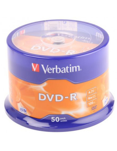 DVD-R, DVD+R, Blu-Ray Verbatim DataLifePlus DVD-R AZO 4.7GB 16X MATT SILVER SURFAC-Spindle 50pcs.