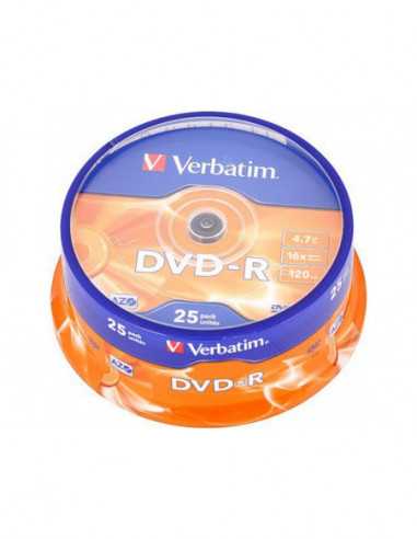 DVD-R, DVD+R, Blu-Ray Verbatim DataLifePlus DVD-R AZO 4.7GB 16X MATT SILVER SURFAC-Spindle 25pcs.
