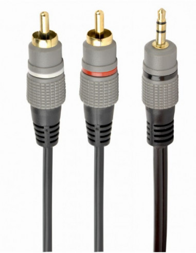 Аудио: кабели, адаптеры Audio cable 3.5mm-RCA-2.5m-Cablexpert CCA-352-2.5M- 3.5 mm stereo plug to 2RCA plugs 2.5m cable- gold-pl