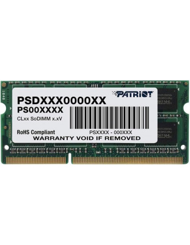 SO-DIMM DDR3/DDR2 8GB DDR3L-1600 SODIMM PATRIOT Signature Line- PC12800- CL11- 2 Rank- Double-sided module- 1.35V