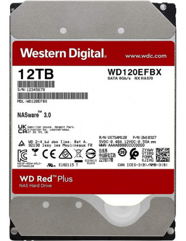 Unitate de stocare HDD 3.5 pentru desktop 3.5 HDD 12.0TB Western Digital WD120EFBX Caviar Red Plus NAS- CMR Drive- 7200rpm- 256
