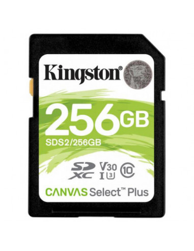 Безопасные цифровые карты 256GB SD Class10 UHS-I U1 (V10) Kingston Canvas Select Plus- Read: 100MBs. Write: 85MBs